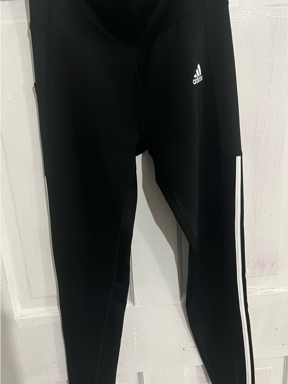 adidas Black Leggings with White Side Stripes for women